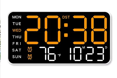Relogio digital led de parede com suporte lcd al-2887 branco ka-2626