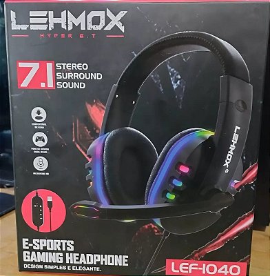 Fone de ouvido gamer led lehmox lef-1040