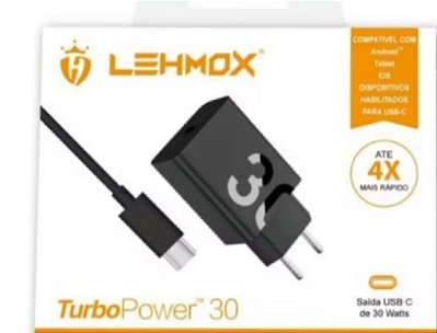 Carregador de celular usb-c para tipo c turbo power 30