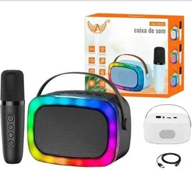 Caixa de som com 1 microfone bluetooth recarregavel karaoke altomex am-8550