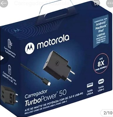 Carregador de celular motorola turbo 50 duo usbxtipo c