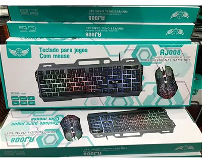 Kit teclado e mouse com fio gamer led rgb geartek cm 554