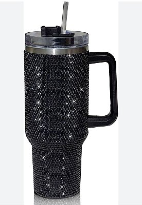 Garrafa copo termico brilho aço inoxidavel 1200 ml 40oz preto