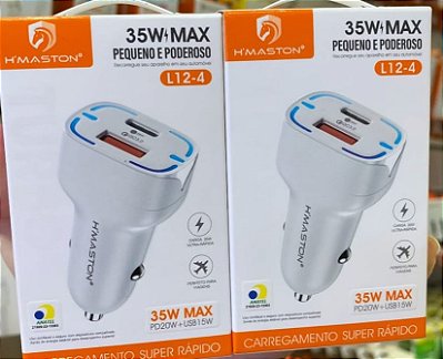Carregador veicular 35w pd20w+usb h'maston l12-4