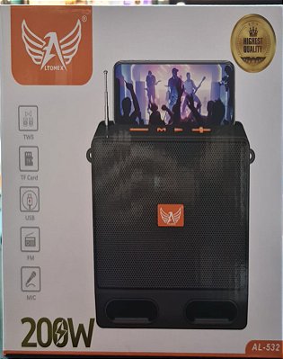 Caixa de som bluetooth/tf/fm radio/usb/micrecarregavel altomex al-532 200w