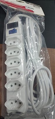 Filtro de linha extensao eletrica 5 mts 6 tomadas kapbom sl7806
