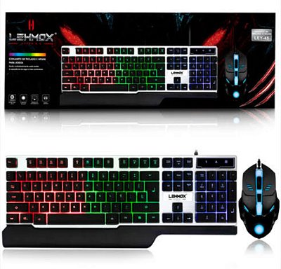 Kit teclado e mouse com fio gamer led rgb lehmox ley-45