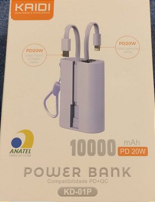 Bateria carregador portatil power bank 10000mah kaidi kd-01p