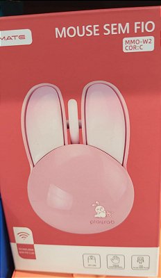 Mouse sem fio a pilha coelho tomate mmo-w2 rosa
