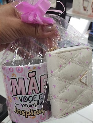 Kit dia das maes 4- caneca e bolsa carteira