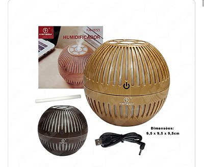 Umidificador aromatizador difusor de ar led base madeira kapbom ka-1653