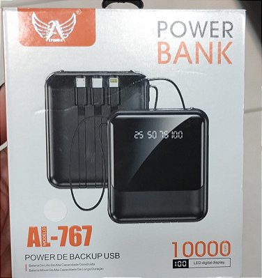 Bateria carregador portatil power bank 10000mah com lanterna altomex al-767 branco