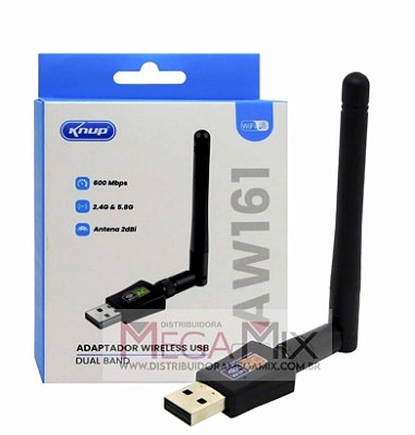 Conector adaptador usb wireless 2.4g e 5.8g knup dual band kp-aw161