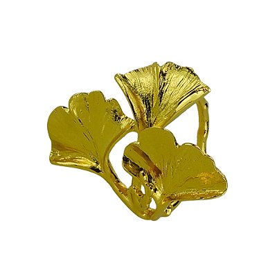 Cj 4 Anéis Para Guardanapos Metal Flor Dourada