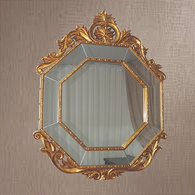 Espelho Redondo Com Detalhe Dourado