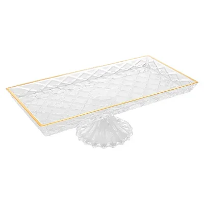 Travessa de Cristal Com Pé e Fio de Ouro Deli Diamond