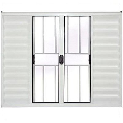 Janela Veneziana 6 Folhas Alumínio Branco Modular com Grade