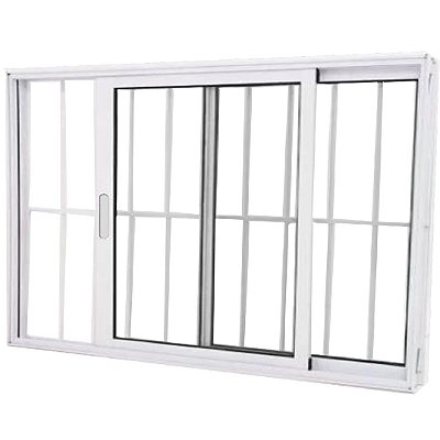 Janela Vitro 2 Folhas Alumínio Branco Linha 25 com Grade