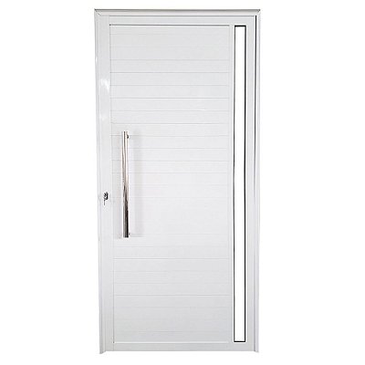 Porta Lambril de Alumínio Branco com Puxador e Vidro Linha Veneza