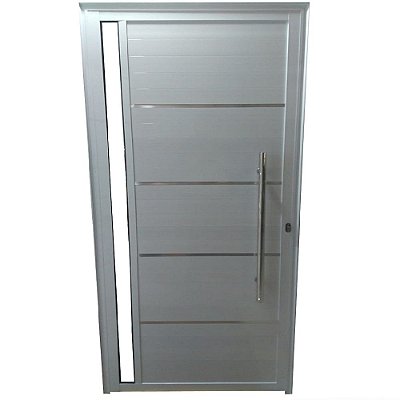 Porta Lambril de Alumínio Branco com Puxador, Friso e Vidro