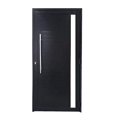 Porta Lambril de Alumínio Preto com Puxador e Vidro Linha Roma