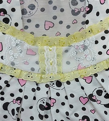 Camisola Isadora Adulto Manga curta Roupa de Dormi Estampa Urso Panda amarelo G