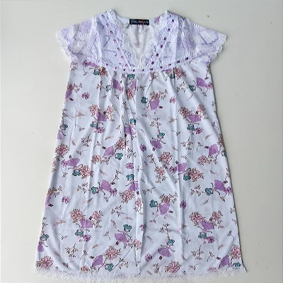 Camisola Delicada infantil estampa Bailarina | Manga na renda Lilás