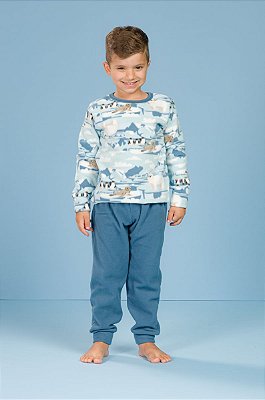 Pijama Infantil de Menino Longo em Soft Polar