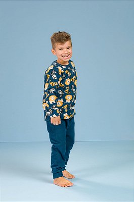 Pijama Infantil de Menino Longo em Soft Safari