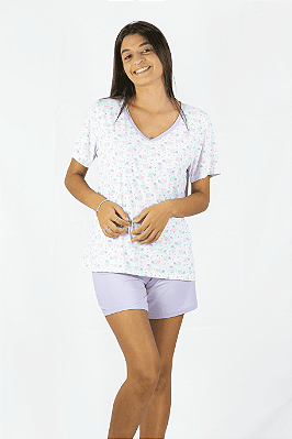 Pijama Feminino Sra. Branco Floral