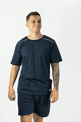 Pijama Masculino Curto Algodão Azul Marinho