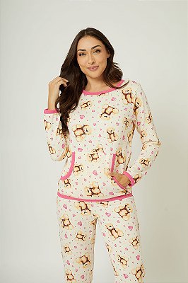 Pijama Feminino Longo Peluciado - Teddy Love