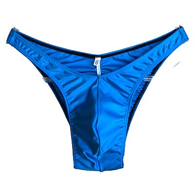 Sunga Bodybuilder Cirré Azul Turquesa C/costura no glúteo - Padrão NPC