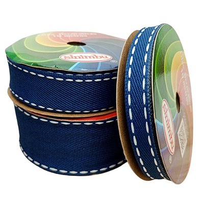 Fita Jeans SINIMBU com Pesponto Branco | Azul Marinho