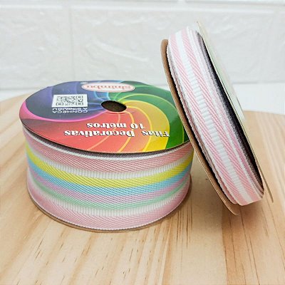 Fita Jeans Listrada Decorativa SINIMBU Candy Color | 38mm x 10 metros