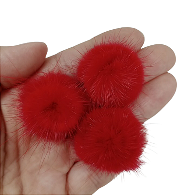 Pompom de Pelúcia Achatado 2,5cm | Cor: 250 Red