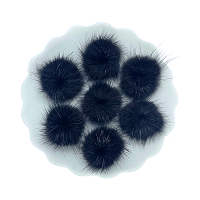 Pompom de Pelúcia Achatado 2,5cm | Cor: 030 Black