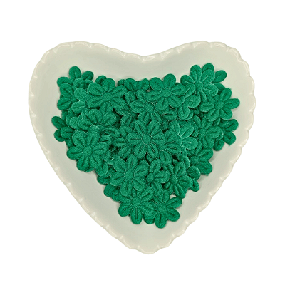 Flor de Tecido Prensada 6 pétalas 2cm x 2cm Pacote com 100 unidades | Verde bandeira