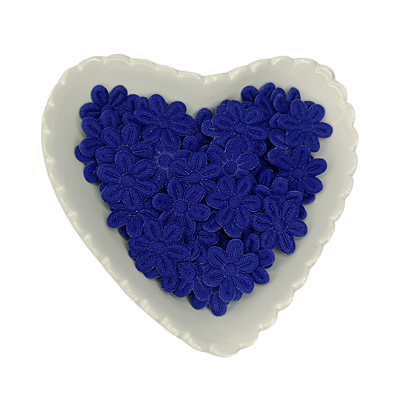 Flor de Tecido Prensada 6 pétalas 2cm x 2cm Pacote com 100 unidades | Azul Royal