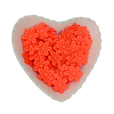 Flor de Tecido Prensada 6 pétalas 2cm x 2cm Pacote com 100 unidades | Laranja Neon
