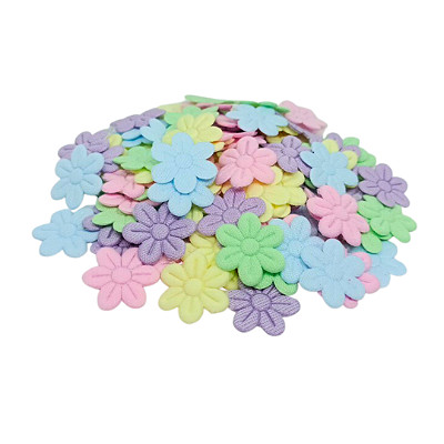 Flor de Tecido Prensada 6 pétalas 2cm x 2cm Pacote com 100 unidades | Candy color