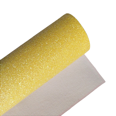 Lonita de Tecido com Glitter Fino 21cm x 29cm | Cor: Amarelo