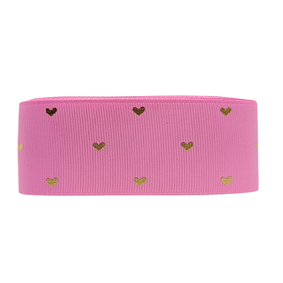 Fita Gorgurão YAMA Coração | 5 Metros | Cor: 155 Geranium Pink
