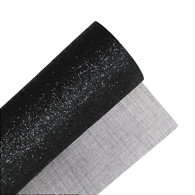 Lonita de Tecido com Glitter Fino 21cm x 29cm | Cor: Preto