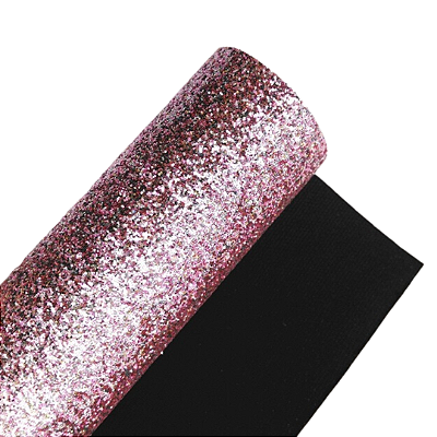 Lonita de Tecido com Glitter Fino 21cm x 29cm | Cor: Rosé