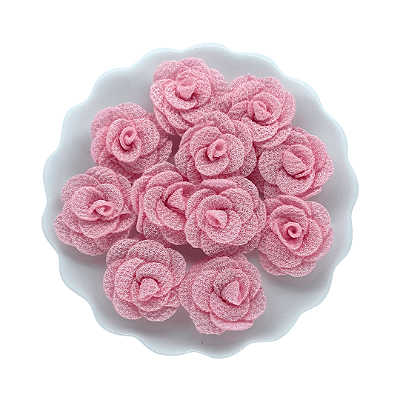 Flor de Tecido 3cm | 3 Unidades | Cor: Rosa Bebê