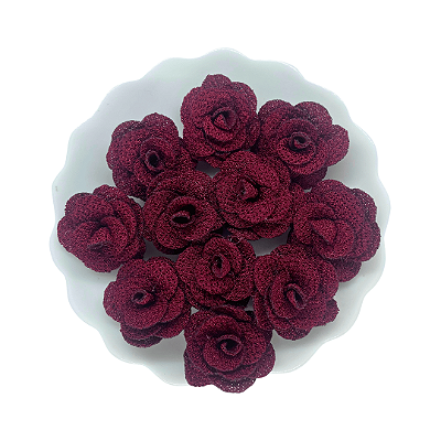 Flor de Tecido 3cm | 3 Unidades | Cor: Vinho