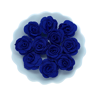 Flor de Tecido 3cm | 3 Unidades | Cor: Azul Royal
