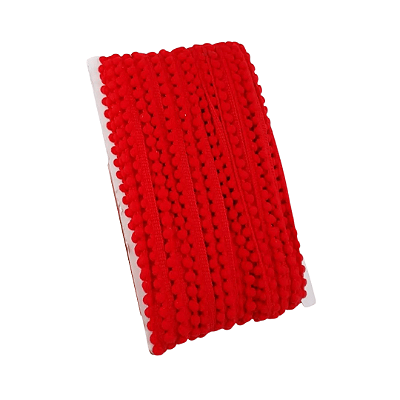 Fita Mini Pompom 10mm | 1 Metro Cor: Vermelho