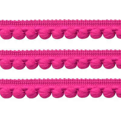 Fita Grelot Pompom Mini 13mm HAK | 2 Metros | Cor: Rosa Pink